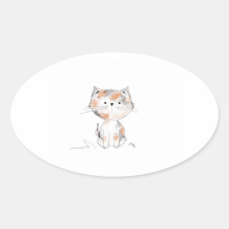 Playful Calico Kitten Oval Sticker