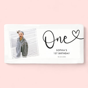 Playful Calligraphy Minimalist 1st Birthday Banner