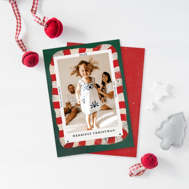 Playful Candy Cane 1 Photo Christmas card (Creator Uploaded)