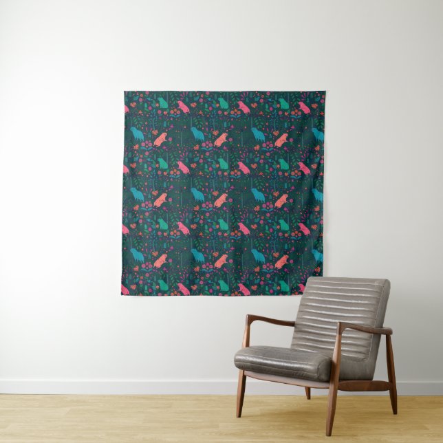 Playful Capybara in the Forest – Tropical Seamless Tapestry (In Situ)