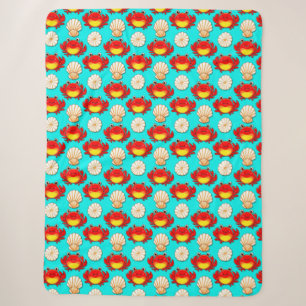 Playful Cartoon Crabs and Seashells Pattern Sherpa Blanket