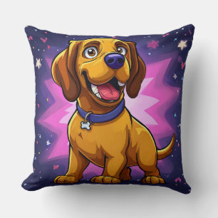 Playful Cartoon Dog with Vibrant Colours Cushion