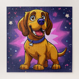 Playful Cartoon Dog with Vibrant Colours Jigsaw Puzzle