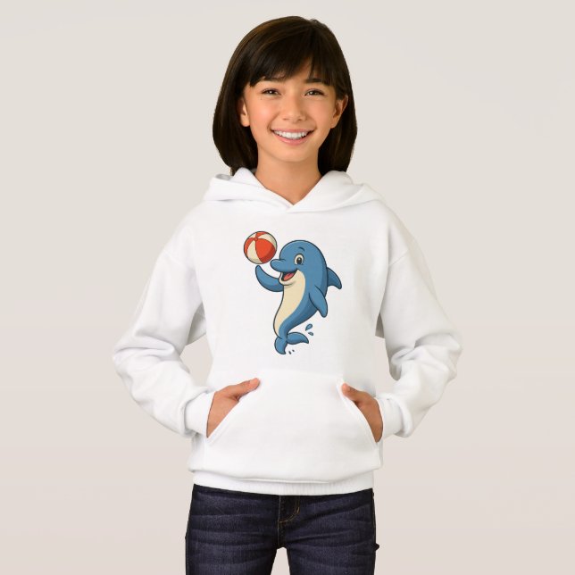Playful Cartoon Dolphin with Beach Ball  (Front Full)