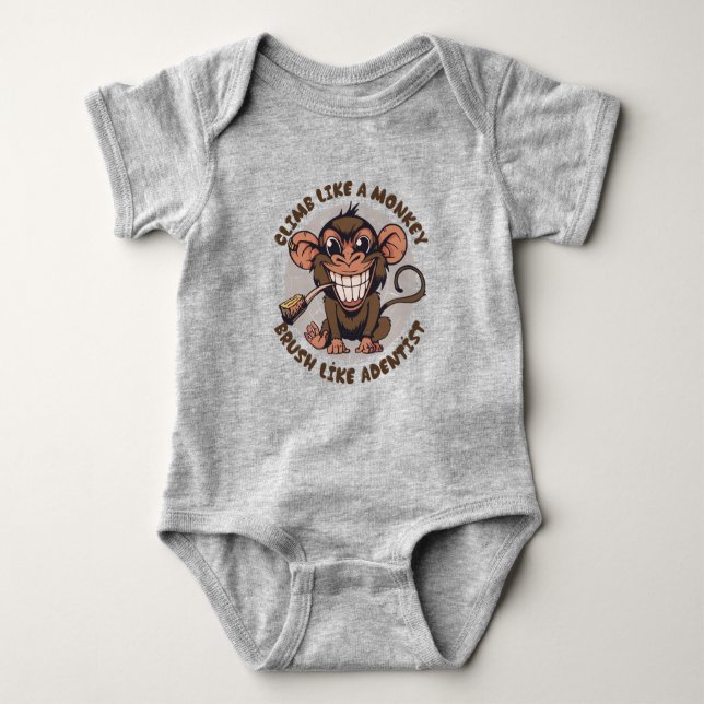 Playful Cartoon Monkey |  Baby Bodysuit (Front)