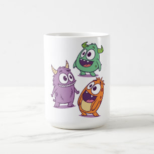 Playful Cartoon Monsters – Cute Big-Eyed Character Coffee Mug