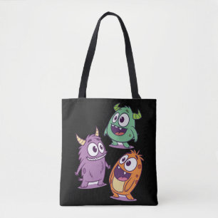 Playful Cartoon Monsters – Cute Big-Eyed Character Tote Bag