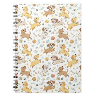 Playful Cartoon Puppy Dogs - Kids Design Pattern Notebook