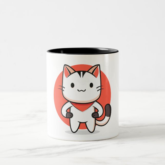 Playful Cat Design Ceramic Mug (Center)