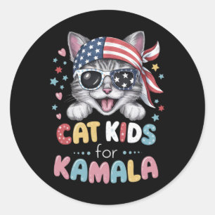 Playful Cat Design For Kids Classic Round Sticker
