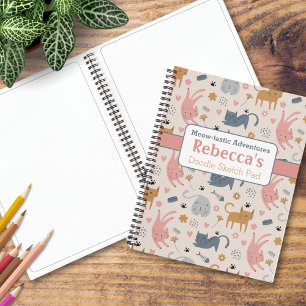Playful Cat Doodle Pattern Meow-tastic Adventures Notebook