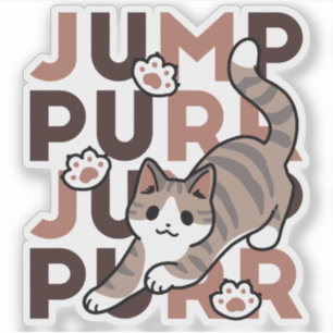 Playful Cat Jump Design - Jump Purr Pun Artwork