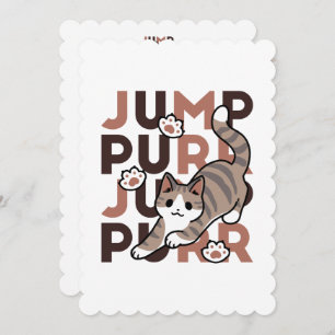 Playful Cat Jump Design - Jump Purr Pun Artwork Holiday Card