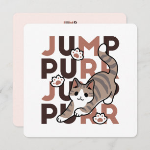 Playful Cat Jump Design - Jump Purr Pun Artwork Holiday Card