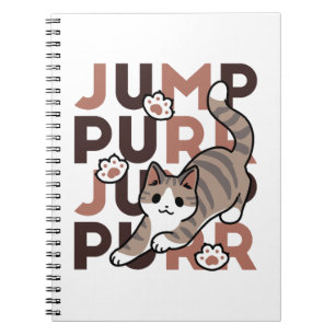 Playful Cat Jump Design - Jump Purr Pun Artwork Notebook