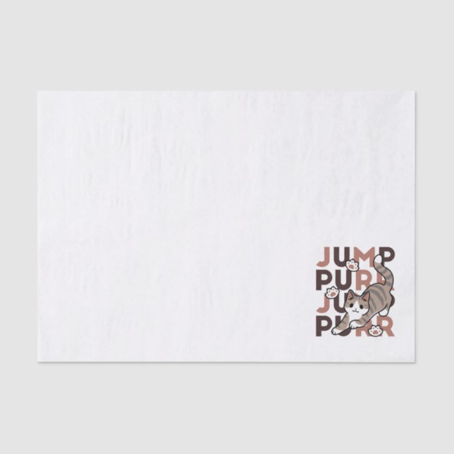 Playful Cat Jump Design - Jump Purr Pun Artwork Tissue Paper (Front)