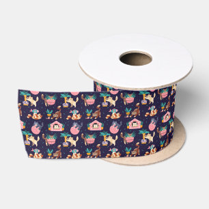 Playful Cat Lover Design Satin Ribbon