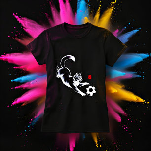 Playful Cat Soccer T-shirt for Women