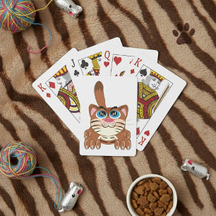 Playful Cat with Big Blue Eyes Fun Whimsical Kitty Playing Cards