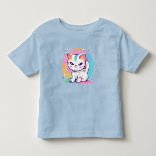 Playful Cat with Colorful Spots Toddler T-Shirt