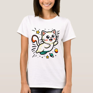 Playful Cat with Stars and Balls T-Shirt