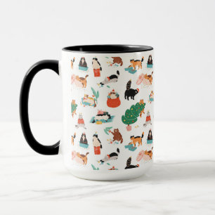Playful Cats and Christmas Trees Pattern Mug
