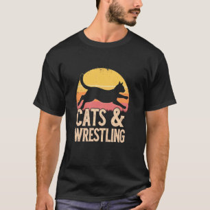 Playful Cats and Wrestling Retro Vibe T-Shirt