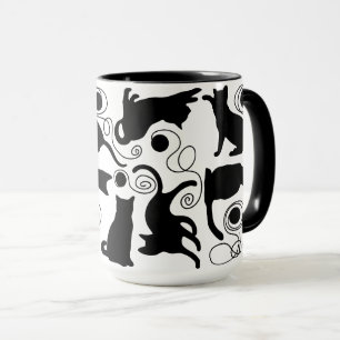 Playful Cats and Yarn Silhouettes Mug
