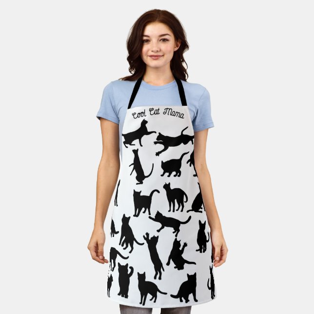 Playful Cats, Cat Mama Personalised Cat Collage Apron (Worn)