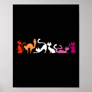Playful Cats In Lesbian Pride Colors Stretch And Y Poster