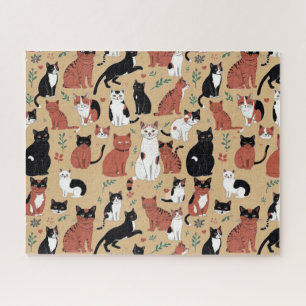 Playful Cats on a Tan Background Jigsaw Puzzle