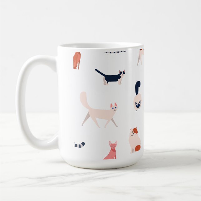Playful Cats Pattern – Cute Feline Lover  Coffee Mug (Left)