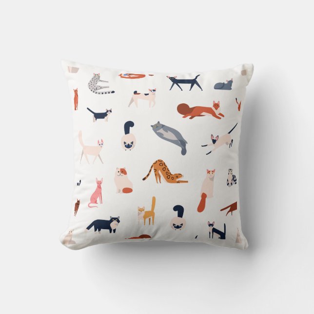 Playful Cats Pattern – Cute Feline Lover  Cushion (Front)