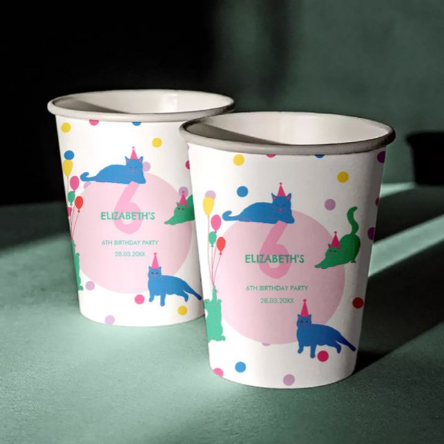 Playful Cats Purrfect Birthday Paper Cups (Creator Uploaded)