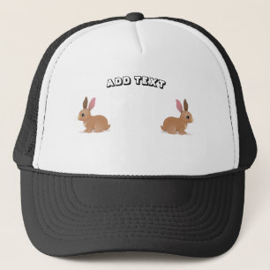 Playful Charm Rabbit Image with ADD TEXT Printed Trucker Hat