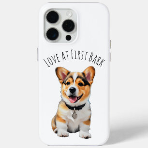 Playful Cheerful Corgi Love at first bark Dog Moms iPhone 15 Pro Max Case