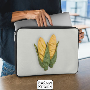 Playful Chic Grandma's Garden Modern Crochet Corn Laptop Sleeve
