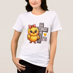 Playful Chick Loves Jesus Art Tri-Blend Shirt