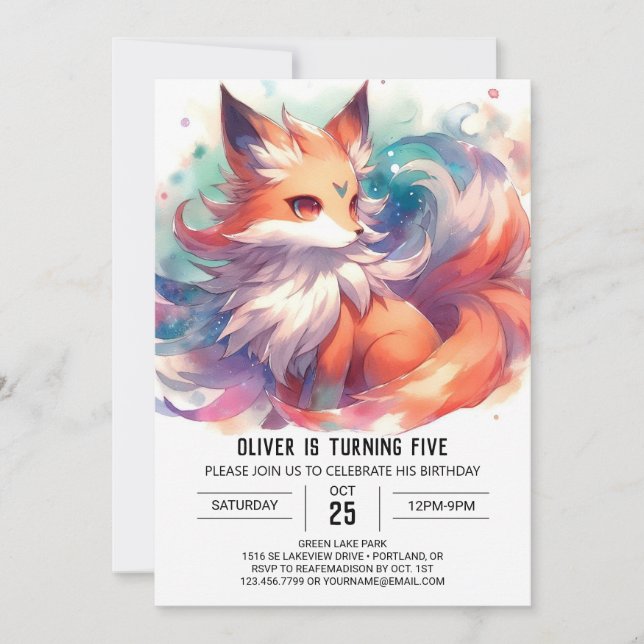 Playful Children Fox Birthday  Invitation (Front)