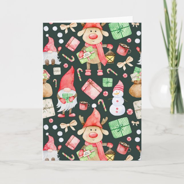 Playful Christmas Aesthetic Pattern - Fun Holiday  Card (Front)