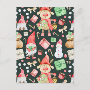 Playful Christmas Aesthetic Pattern - Fun Holiday  Postcard