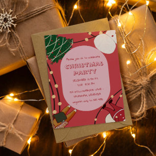 Playful Christmas Characters with Lights  Invitation
