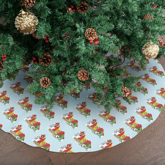 Playful Christmas Dragons Fantasy Milk Cookies Brushed Polyester Tree Skirt (Creator Uploaded)