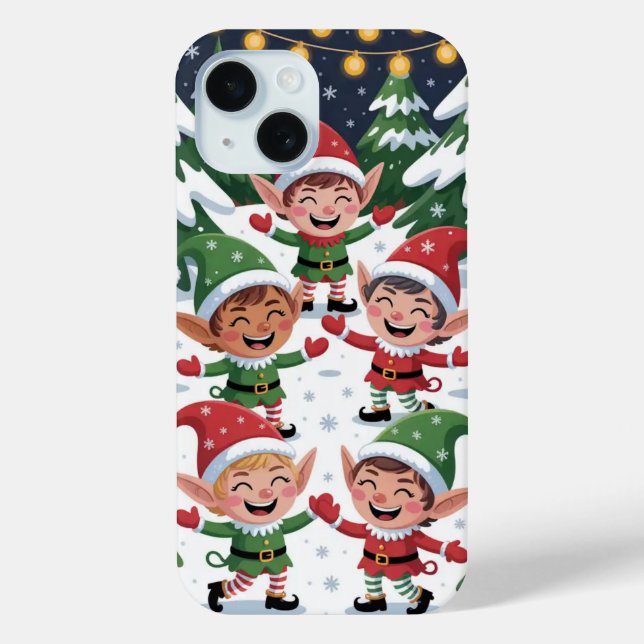Playful Christmas Elfs Snow iPhone / iPad case (Back)