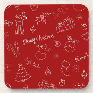 Playful Christmas Icons Plastic Coasters