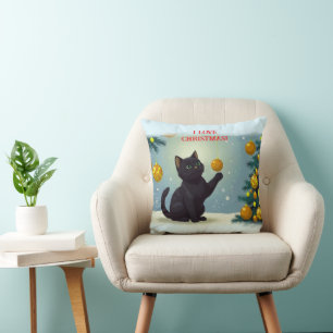 Playful Christmas Kitten Cushion