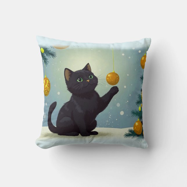 Playful Christmas Kitten Cushion (Front)