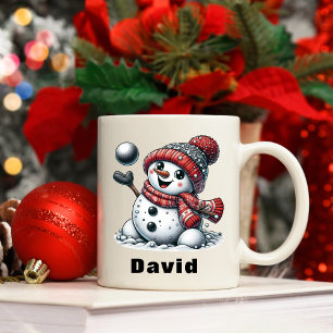 Playful Christmas Snowball Snowman Coffee Mug