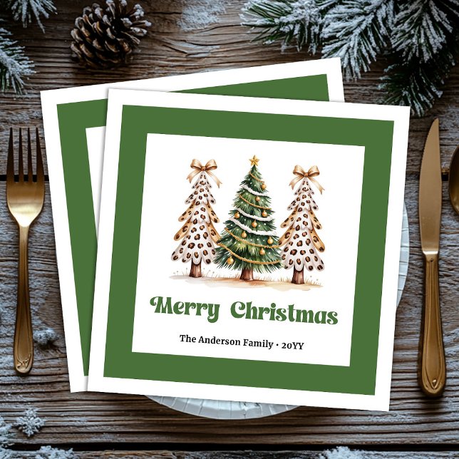 Playful Christmas Tree Leopard Print Napkins Custo (Playful Christmas Tree Leopard Print Napkins Custom!)