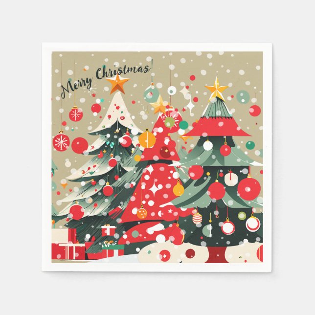 Playful Christmas Trees Napkin (Front)